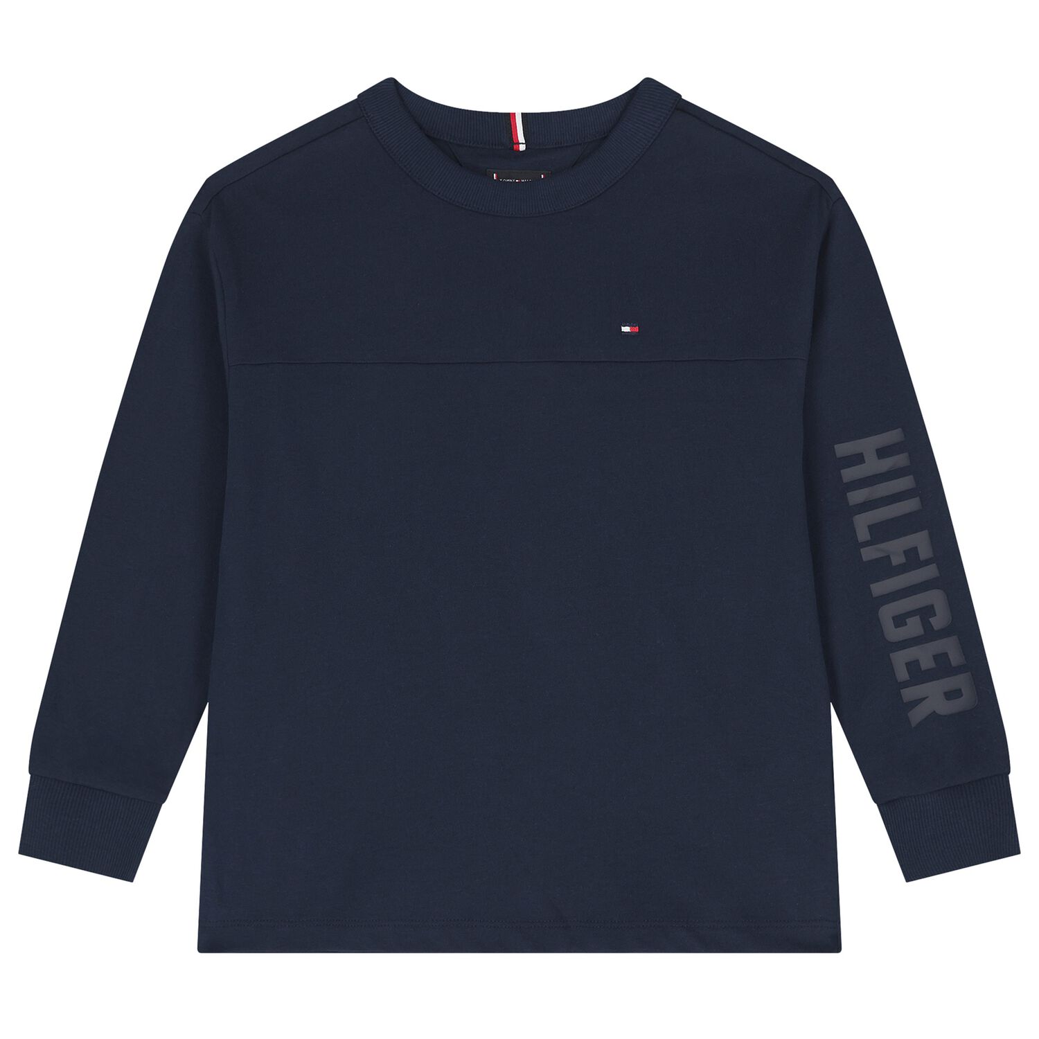 Boys Navy Blue Logo Long Sleeve Top, 1, hi-res image number null