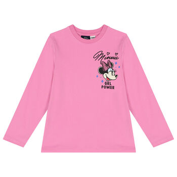 Girls Pink Minnie Mouse Long Sleeve Top