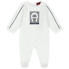 Baby Boys White Logo Babygrow, 1, hi-res