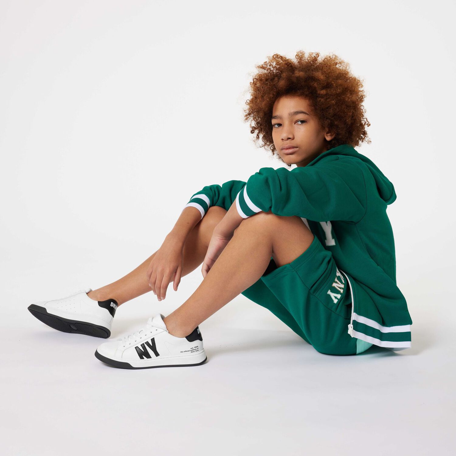 White & Black Leather Logo Trainers, 1, hi-res image number null