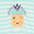 Girls White & Green Striped T-Shirt, 1, hi-res