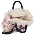 حقيبة تسوق للبنات بشعار باللون الأبيض والوردي, 1, hi-res