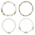 Girls White & Gold Beaded Bracelets (4 Pack), 2, hi-res