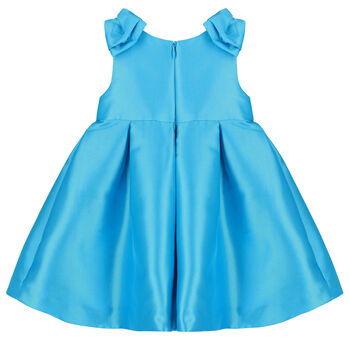 Younger Girls Blue Satin Dress 