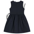 Girls Navy Blue & White Ruffled Dress, 1, hi-res