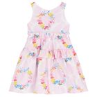 Girls Pink Ruffled Floral Dress, 1, hi-res