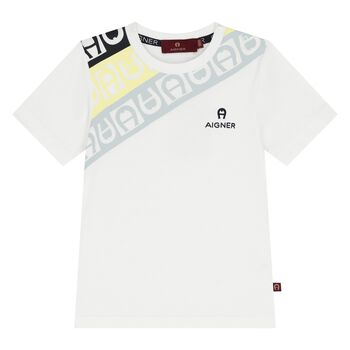 Younger Boys White Logo T-Shirt