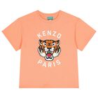 Girls Orange Tiger Logo T-Shirt, 1, hi-res