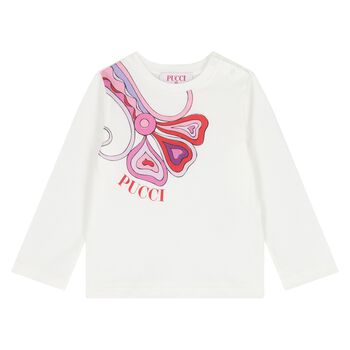 Younger Girls Ivory & Pink Orchidee T-Shirt