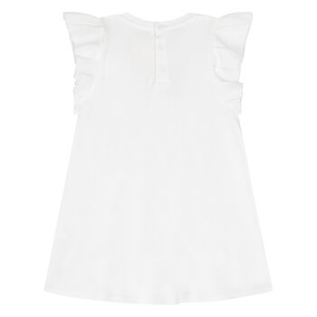 Younger Girls White Logo Dress