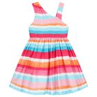Girls Multi-Coloured Striped Dress, 1, hi-res