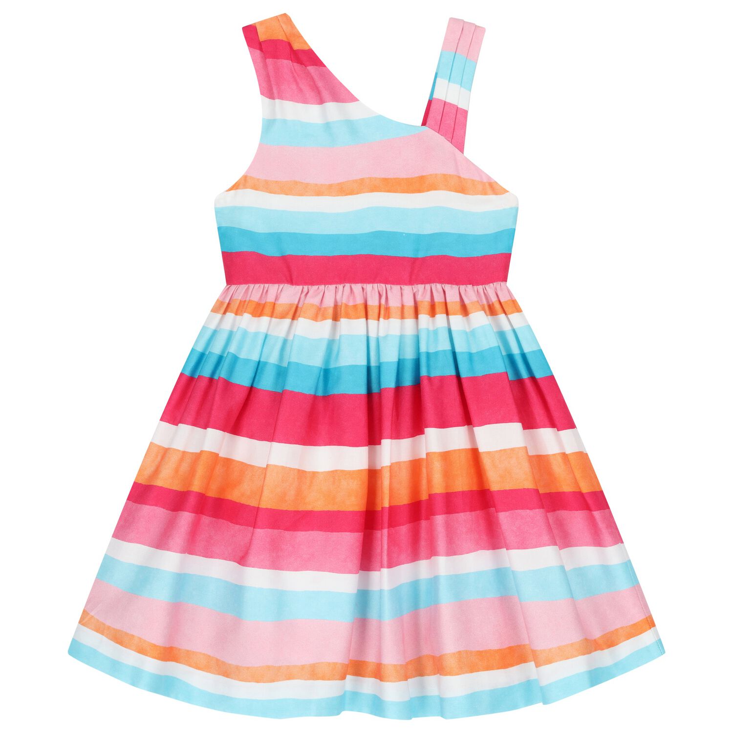 Girls Multi-Coloured Striped Dress, 1, hi-res image number null