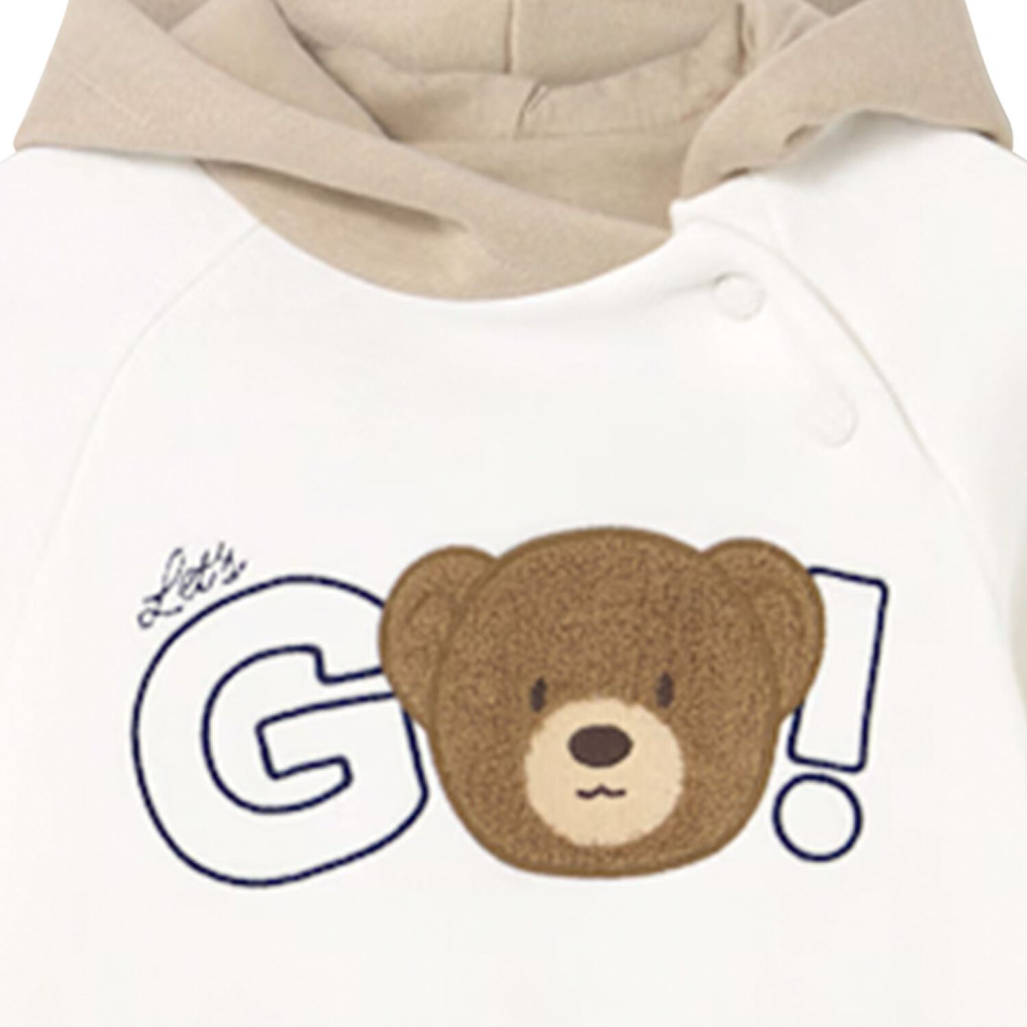 Younger Boys Ivory & Beige Teddy Bear Hooded Top, 1, hi-res