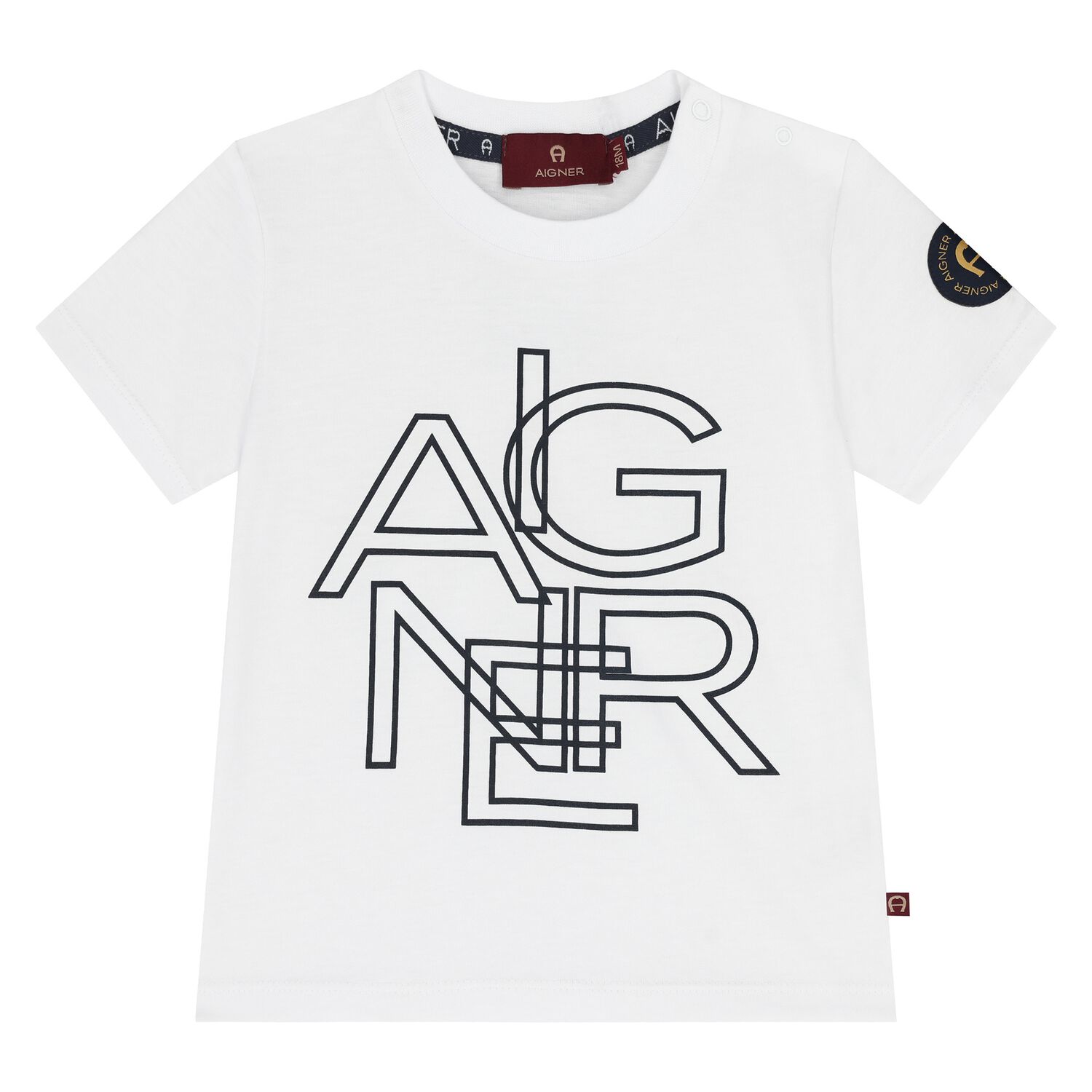 Younger Boys White Logo T-Shirt, 1, hi-res