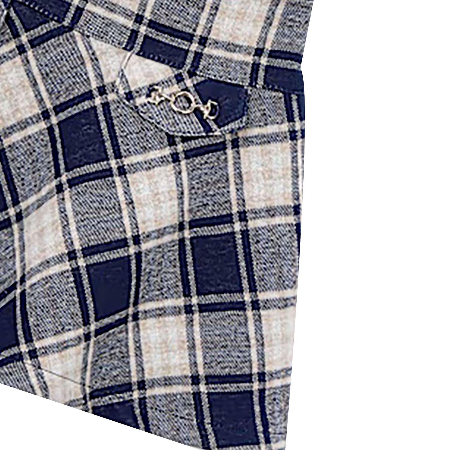 Girls Grey & Blue Check Skirt, 2, hi-res