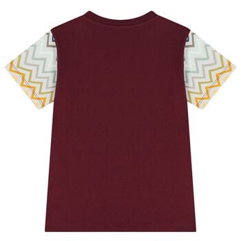 Boys Burgundy Zig Zag Logo T-Shirt