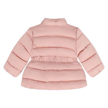 Younger Girls Pink Hooded Puffer Coat 