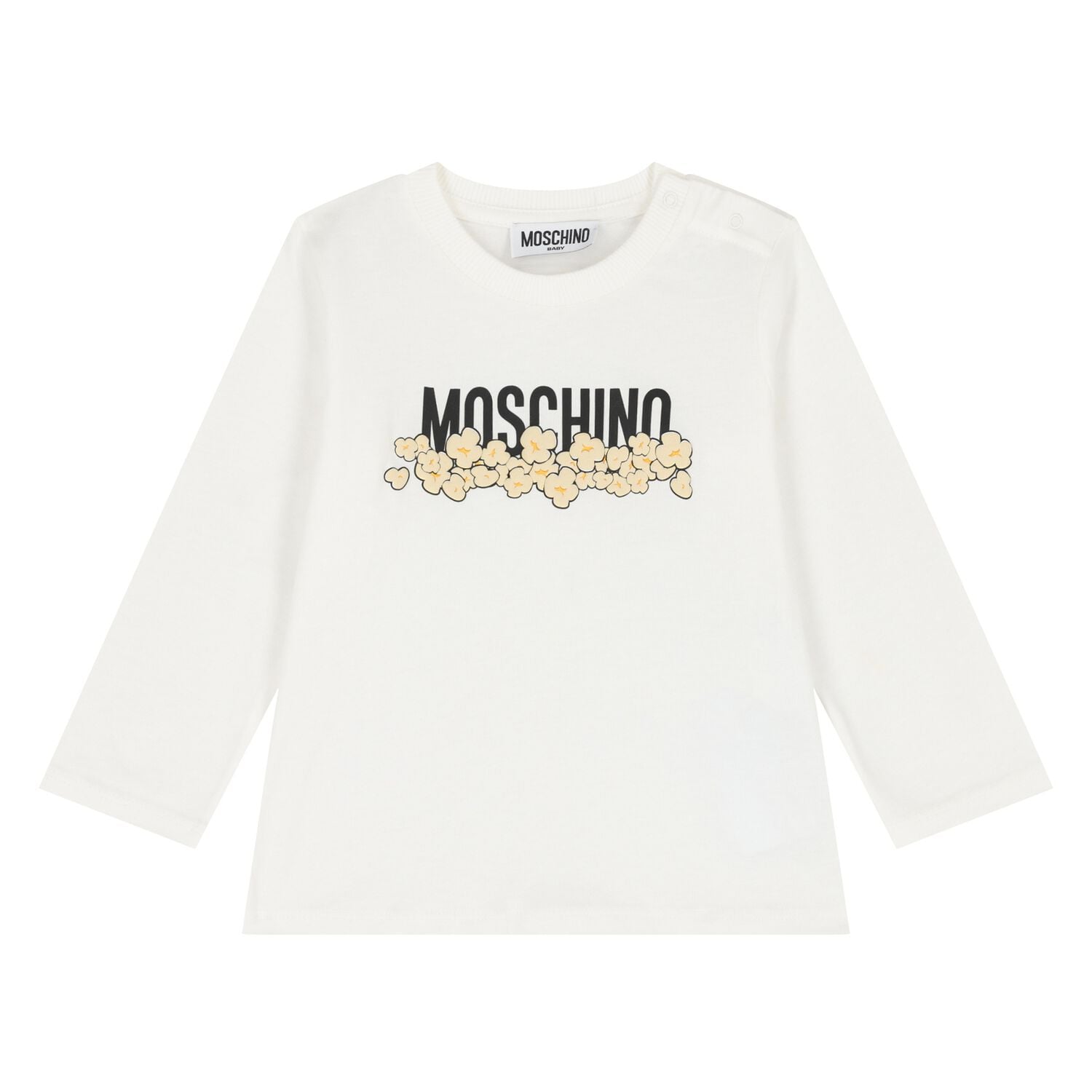 Younger White Logo & Popcorn Long Sleeve Top, 1, hi-res