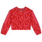 Girls Red & Pink Logo Sweatshirt, 1, hi-res