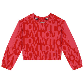 Girls Red & Pink Logo Sweatshirt