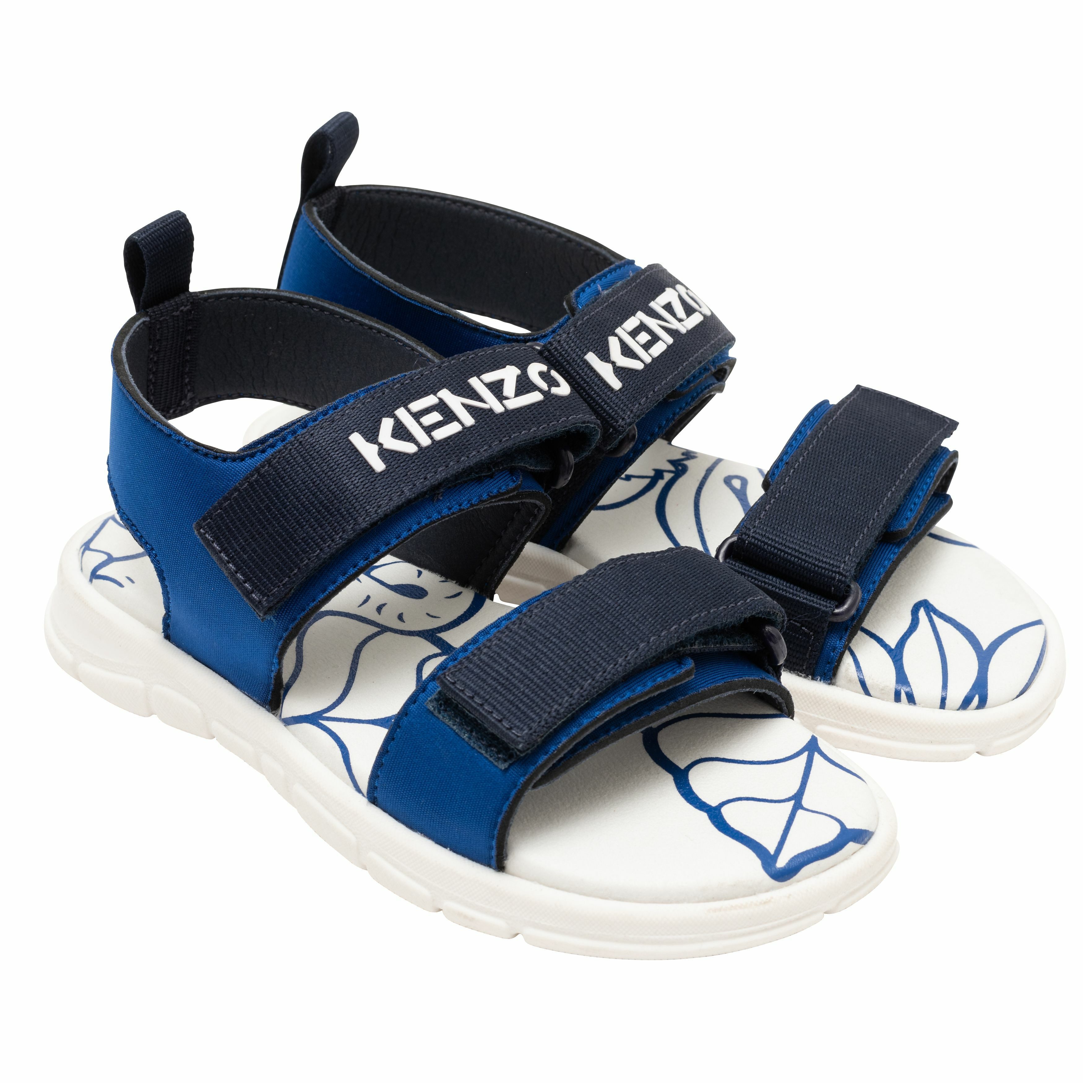 KENZO KIDS Boys Blue White Logo Sandals Junior Couture