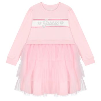 Girls Pink Logo Tulle Dress