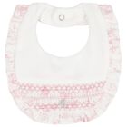 Baby Girls Ivory & Pink Ruffled Bib, 1, hi-res