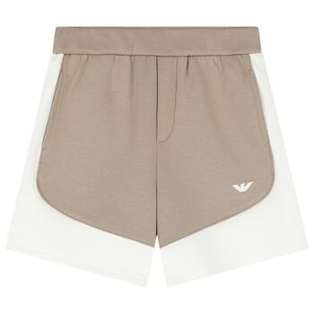Younger Boys Beige & White Shorts