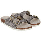 Girls Gold Logo Sandals, 1, hi-res