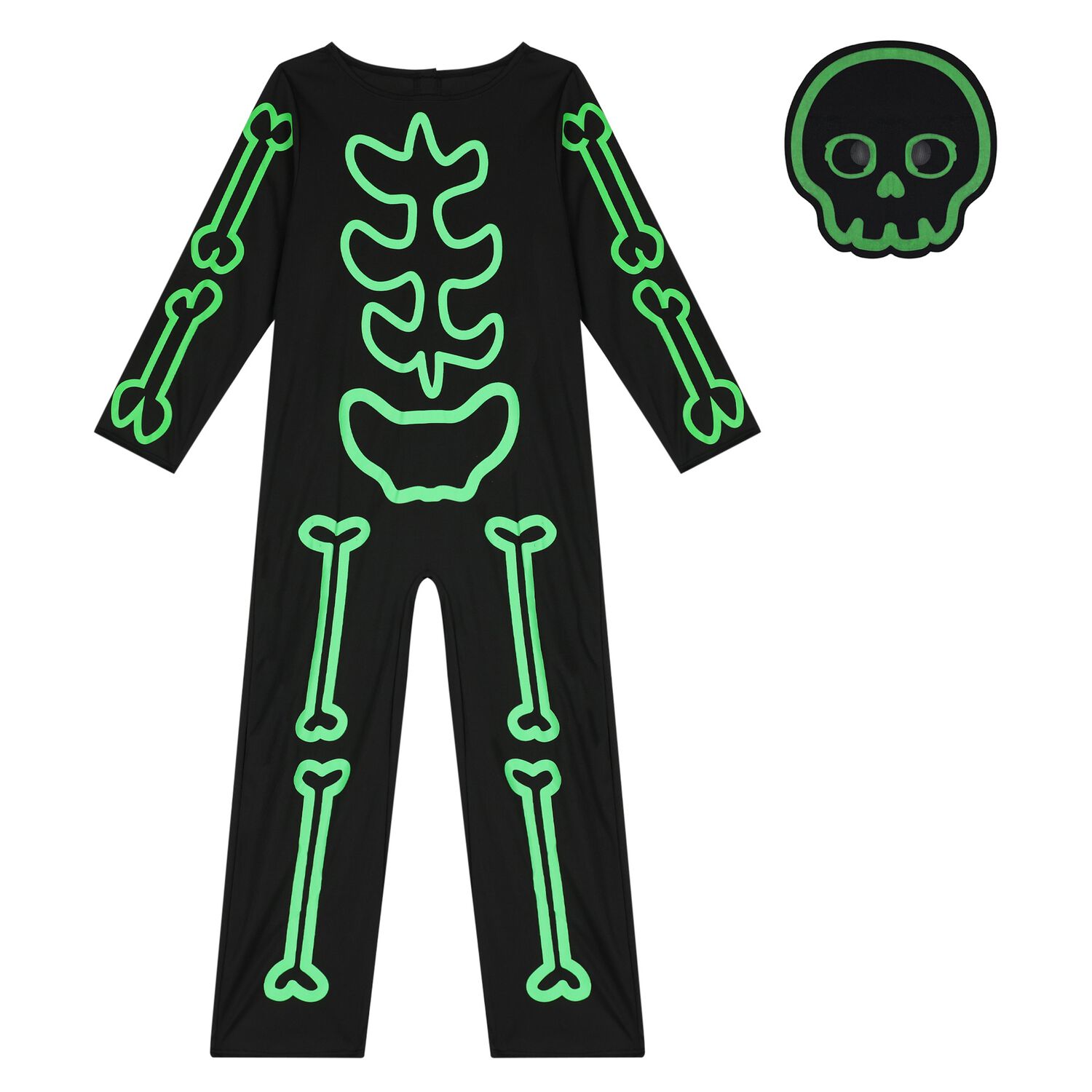 Boys Black & Green Halloween Skeleton Costume, 1, hi-res image number null