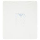 Baby Boys Ivory & Blue Logo Baby Blanket, 2, hi-res