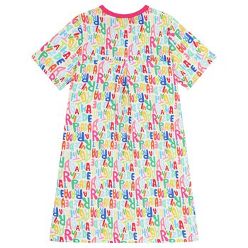 Girls White & Pink Logo T-Shirt Dress