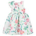 Girls White Floral Dress, 1, hi-res