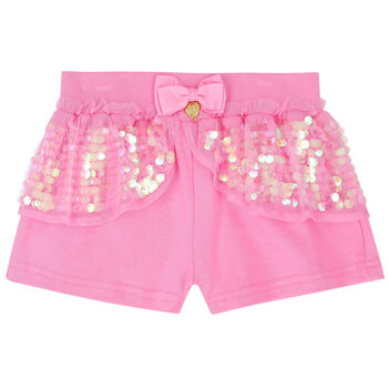 Girls Pink Sequin Shorts