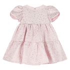 Baby Girls Pink Jacquard Tiered Dress, 1, hi-res