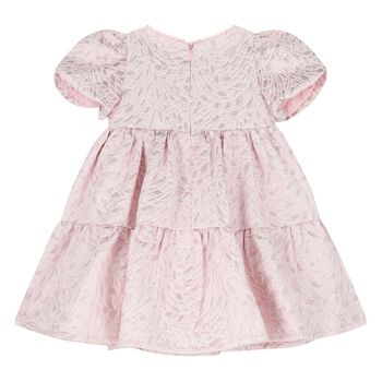 Baby Girls Pink Jacquard Tiered Dress