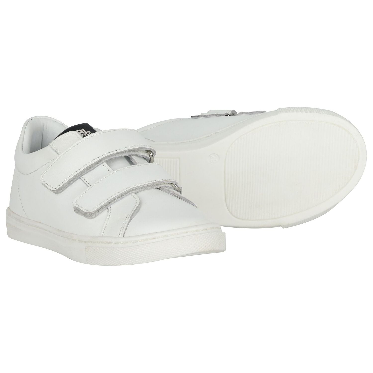 Boys White Ikonik Karl Logo Trainers, 1, hi-res