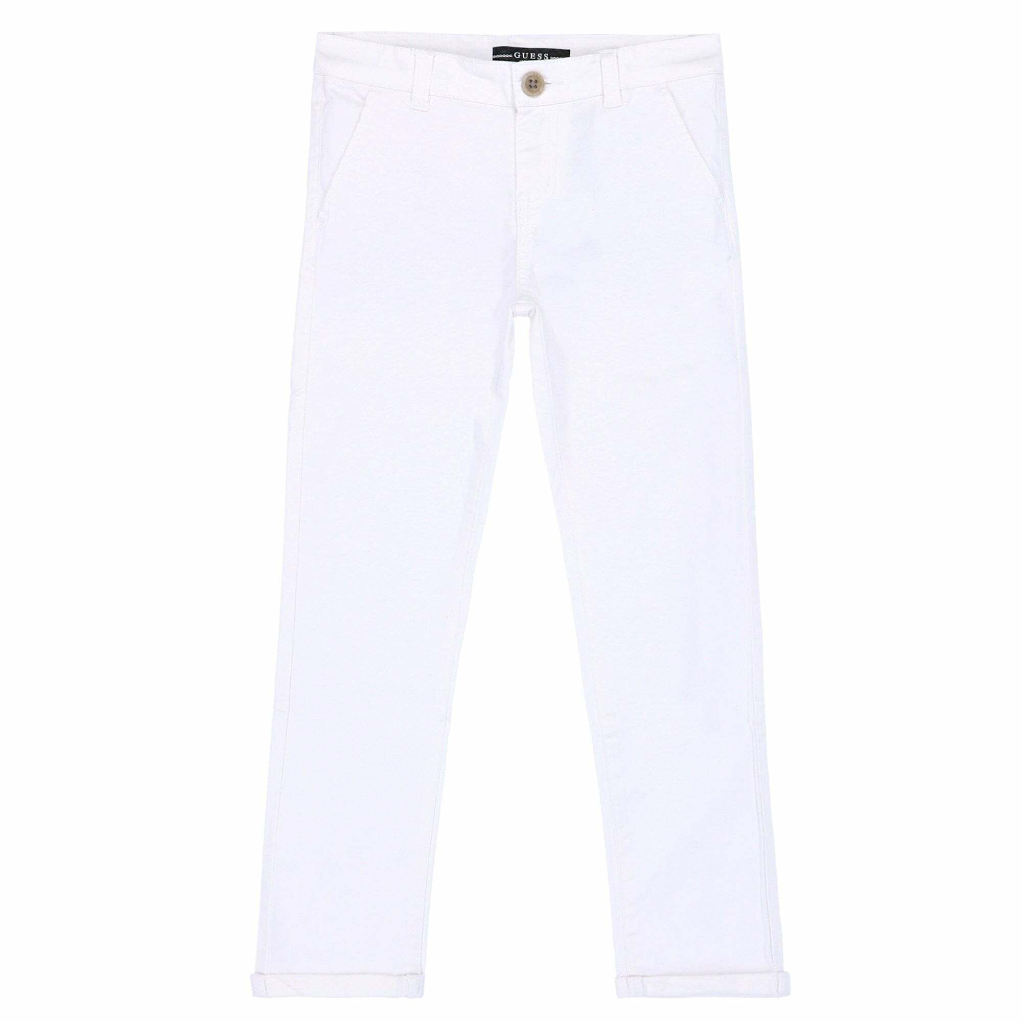 Guess Girls White Stretch Satin Chino Pants Junior Couture USA