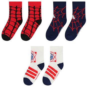 Boys Black & White Marvel Logo Socks ( 3-Pack )