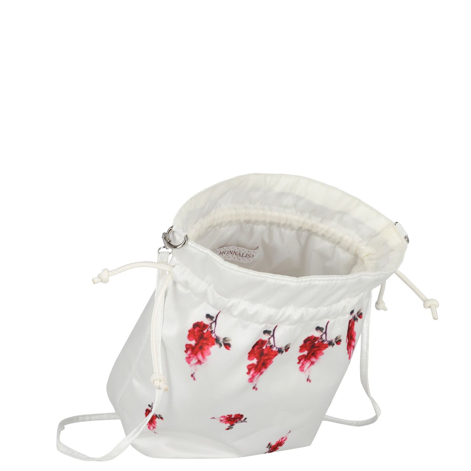Girls Ivory Floral Satin Bag, 1, hi-res