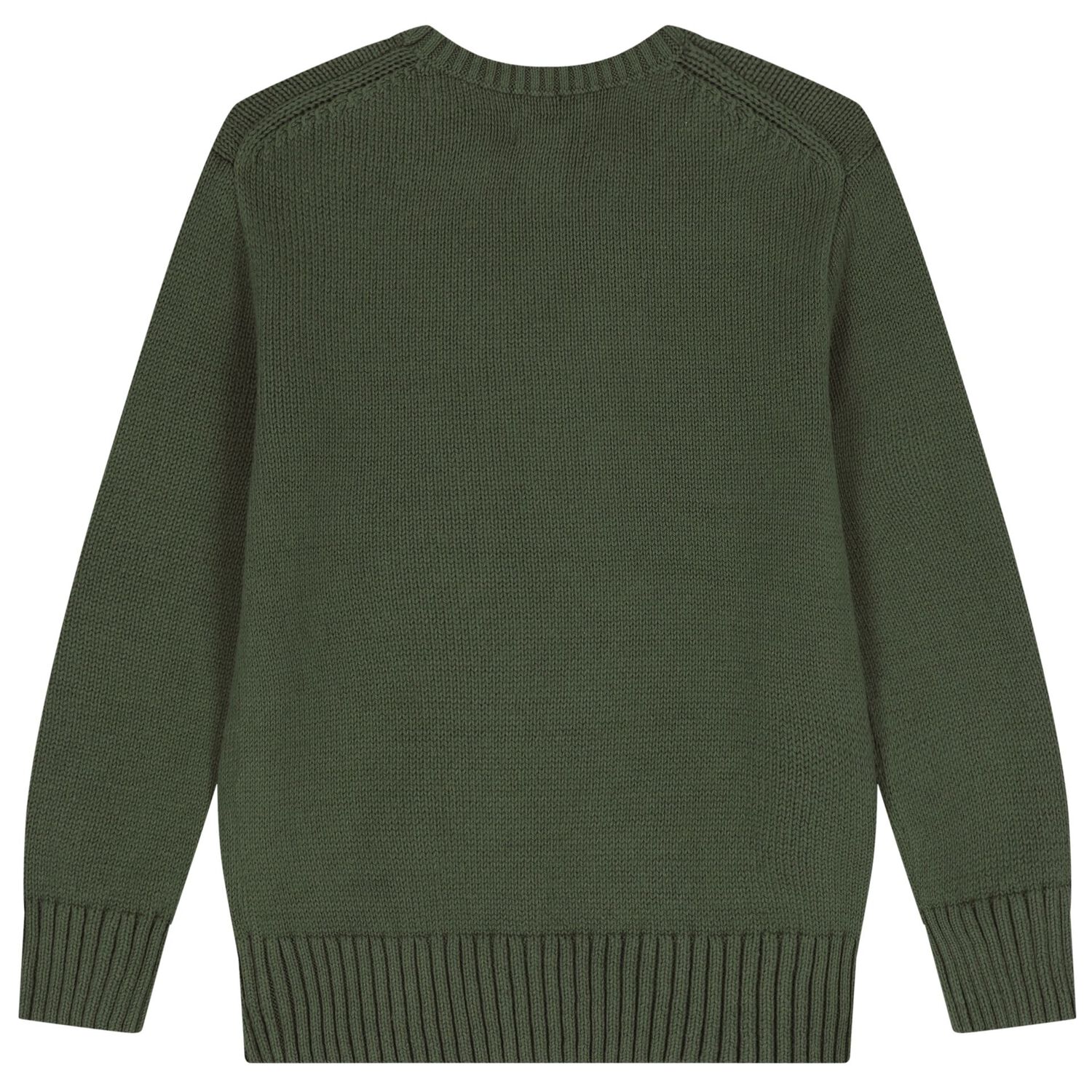 Boys Green Polo Bear Knitted Sweatshirt, 1, hi-res