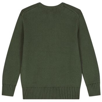 Boys Green Polo Bear Knitted Sweatshirt
