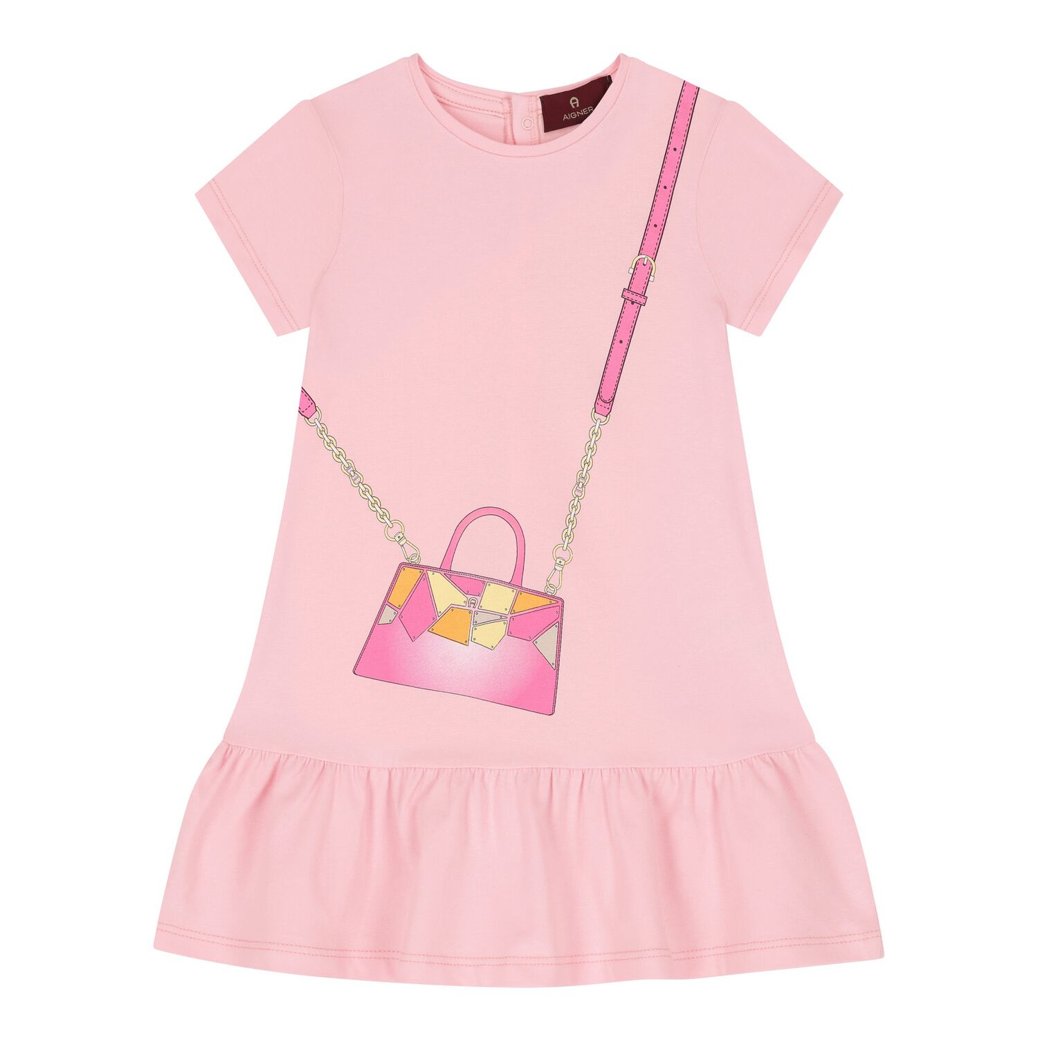 Younger Girls Pink Bag Dress, 2, hi-res