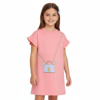 Girls Pink Logo Bag Dress