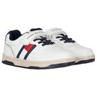 Boys White Logo Trainers, 1, hi-res