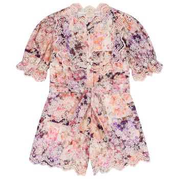 Girls Pink Floral Playsuit