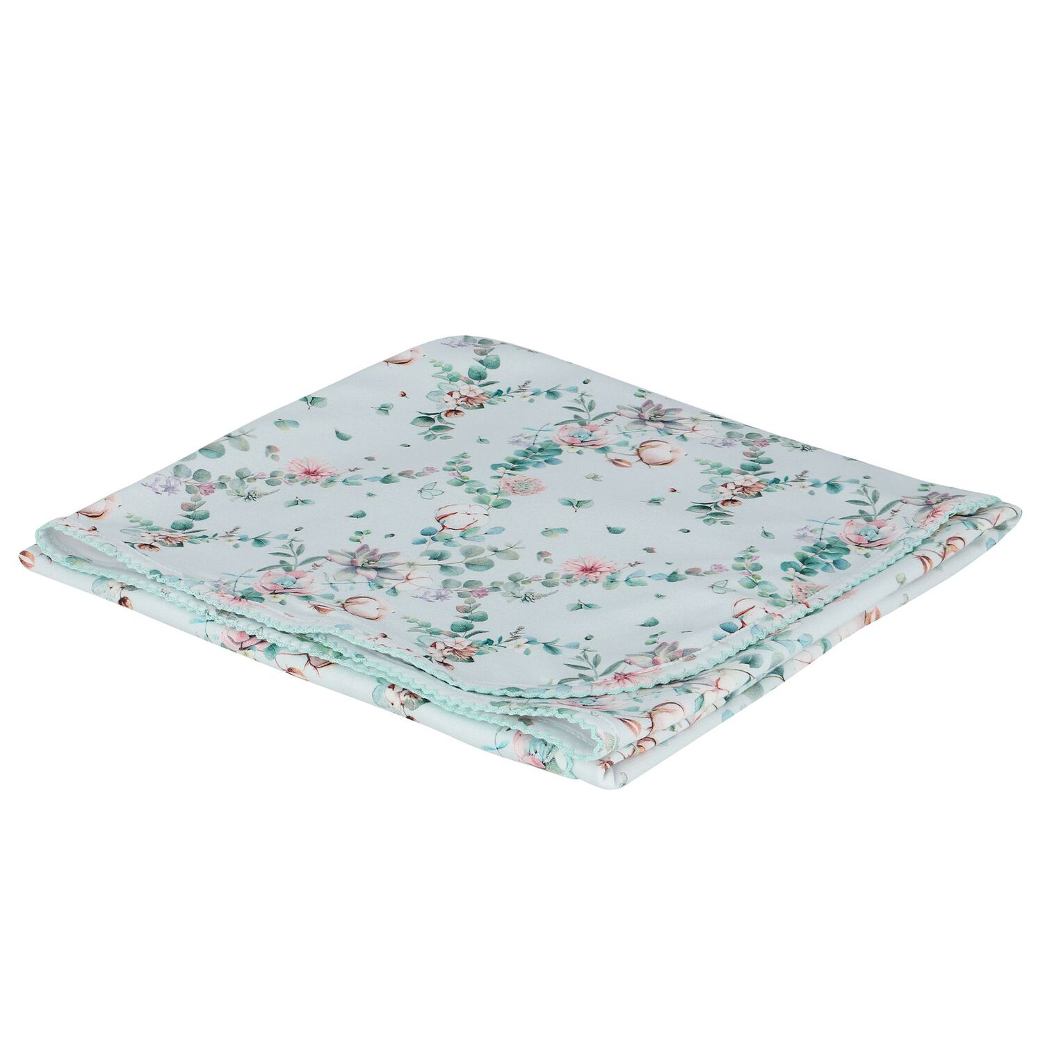 Baby Girls Mint Floral Blanket, 1, hi-res image number null