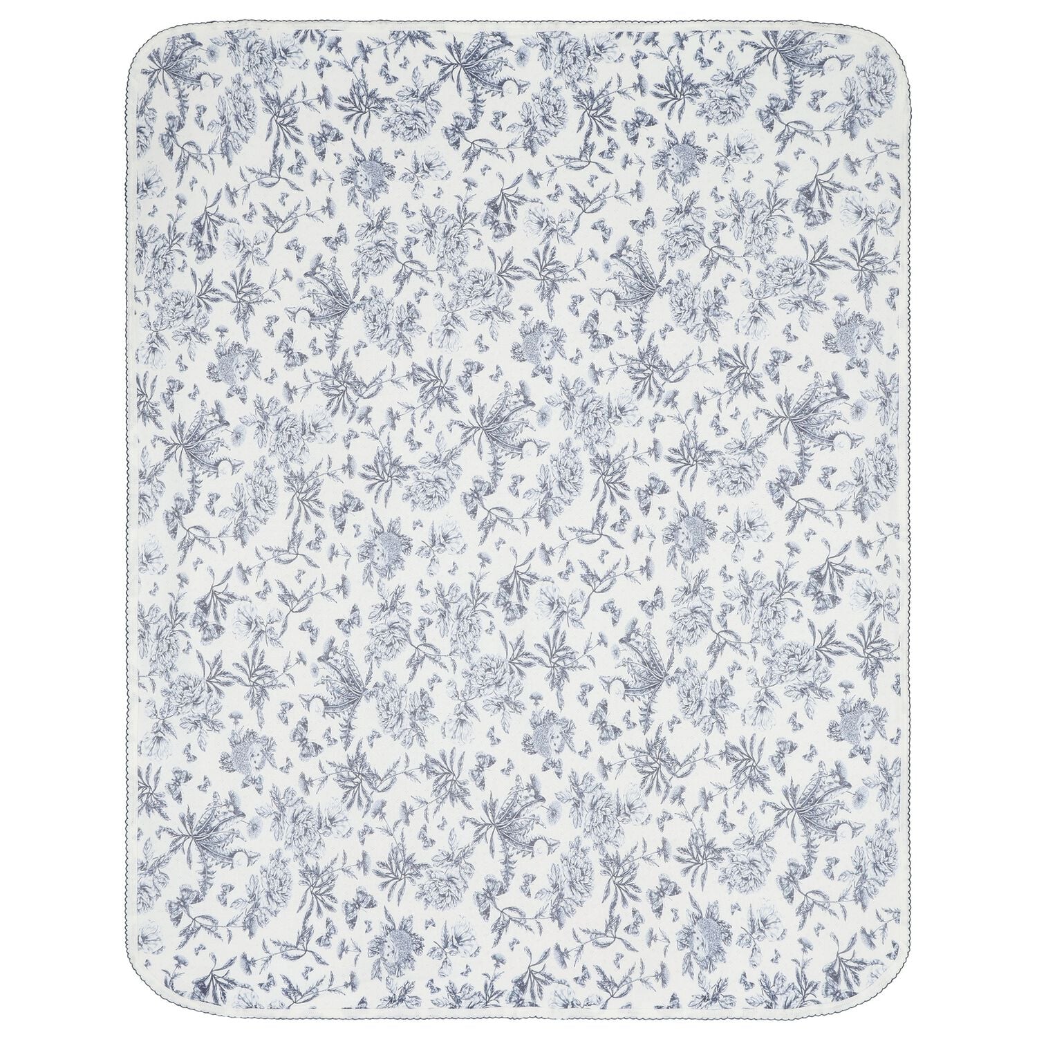 Baby Boys Ivory & Navy Blue Toile De Jouy Blanket, 1, hi-res