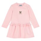 Younger Girls Pink Teddy Bear Logo Dress, 3, hi-res