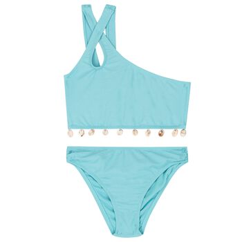 Girls Aqua Shell Bikini